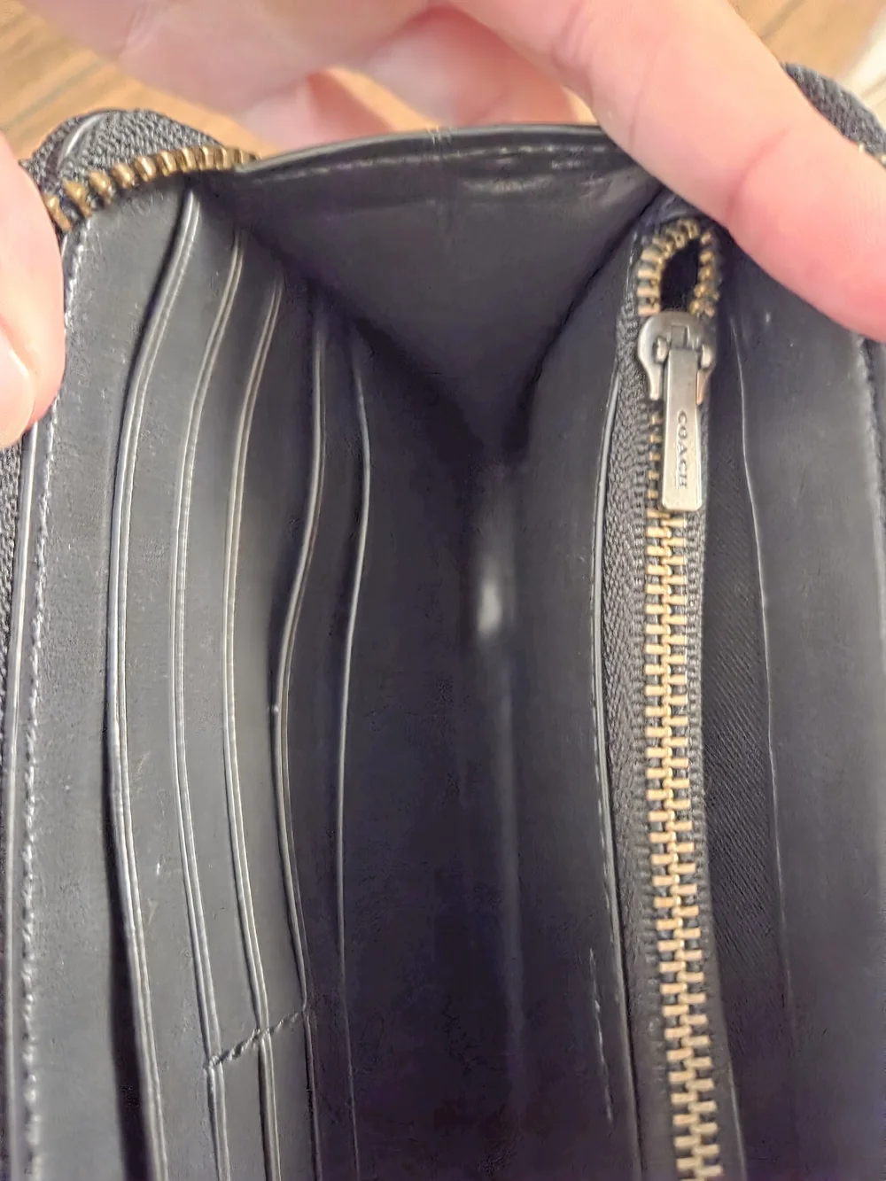 Coach Unisex Black Pebbled Leather Double Zip Wallet XL Organizer Clutch